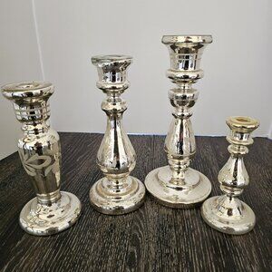Set Of Silver Mercury Candlestick Holders